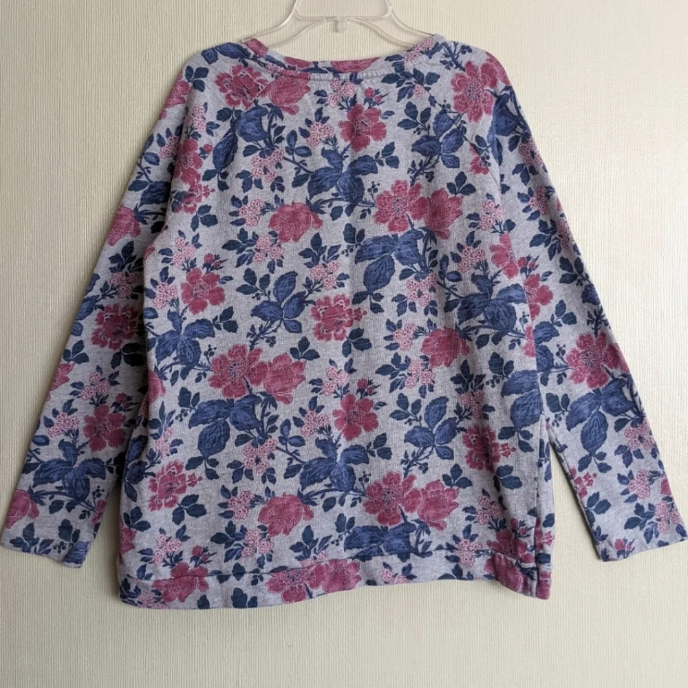Loft Sweatshirt Pink Gray Blue Floral Long Sleeves